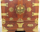 Vintage Burl Wood And Brass Asian Tansu Campaign Style Chest circa 1970&#39;s - $791.01