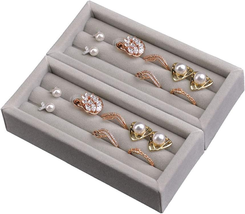 Designster Small Jewelry Tray, 2PCS Ring Organizer, Velvet Jewelry Display Tray, - £13.02 GBP