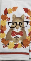 1(0ne) Cotton Printed Kitchen Towel(16&quot;x26&quot;) Fall Squirrel In Leaves Wreath,Ritz - $8.90