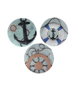 Set of 3 Concrete Nautical Sculptures Anchor Wheel Hanging Decorative Art - £37.01 GBP