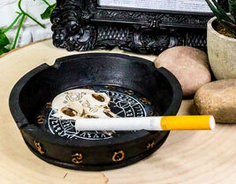 Ebros Occult Pentagram Moon Wheel Of The Year Horoscope Raven Skull Ashtray - $329.41 MXN