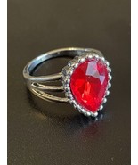Red Rhinestone S925 Sterling Silver Woman Ring Size 9 - £11.67 GBP
