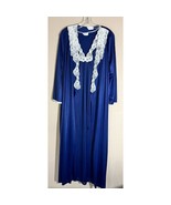 Vintage Vanity Fair Long Blue Lace Negligee Gown Robe Size Large Nylon 2... - £80.26 GBP