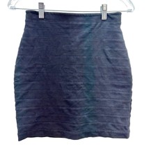 Express Skirt Women&#39;s 0 Black Horizontal Stitched Stripes Zip Closure - £8.54 GBP