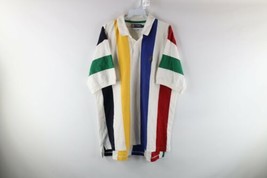 Vintage 90s Chaps Ralph Lauren Mens XL Rainbow Striped Collared Rugby Polo Shirt - £51.28 GBP