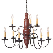 2 Tier &quot;Fairfield&quot; Chandelier - Textured Red 9 Arm Fixture Usa Handcrafted - $555.95