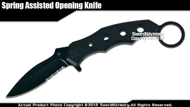 Spring Assisted Open Pocket Folding Knife Serrated Karambit Folder Pomme... - $10.87