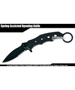 Spring Assisted Open Pocket Folding Knife Serrated Karambit Folder Pommel Ring B - $10.87