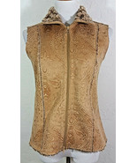 Relativity Womens Vest Small Brown Paisley Faux Fur Suede Floral Embossed - £15.92 GBP