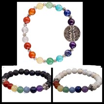 7 Chakra Elastic Bracelet With Healing Stones  - £11.18 GBP