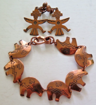 Vintage Lot Copper Navajo Thunderbird Screw Back Earrings &amp; Bear Linked Bracelet - £19.97 GBP