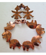 Vintage Lot Copper Navajo Thunderbird Screw Back Earrings &amp; Bear Linked ... - $36.11 CAD