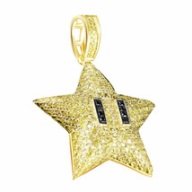 1.25Ct Round Cut Simulated Diamond Mario Star Pendant 14K Yellow Gold Plated - $191.30