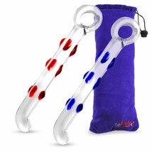 LeLuv Dildo 8 Inch Ring Handle Pearls Slim Shaft Glass with Premium Padded Pouch - £18.26 GBP+