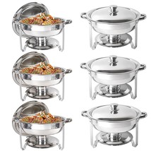 Chafing Dish Buffet Set Of 6 Pack, 5Qt Round Stainless Steel Chafer For ... - $333.99