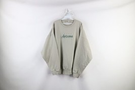 Vtg 90s Streetwear Womens 2XL Faded Spell Out Flower Arizona Sweatshirt Green - £35.57 GBP