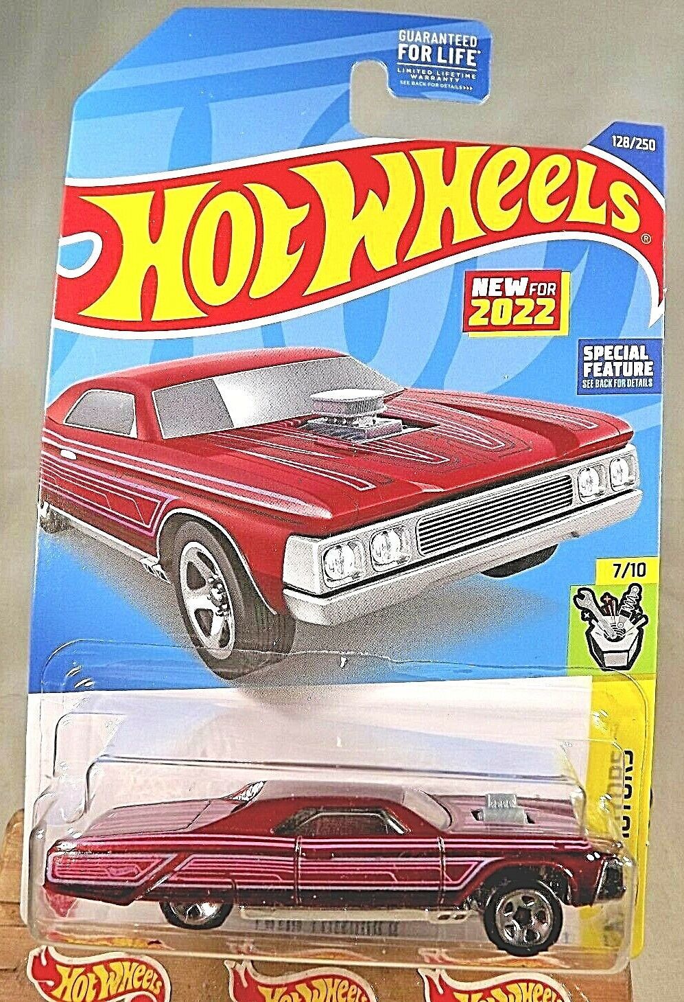 2022 Hot Wheels #128 Experimotors 7/10 LAYIN' LOWRIDER Dark Red w/Chrome 5 Spoke