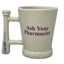 CLARITIN Mortar &amp; Pestle Coffee Cup Mug Ask Your Pharmacist Advertising VTG - £12.17 GBP