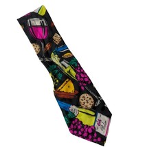 Vintage 1992 Addiction Wine Cheese Champagne Crackers Novelty Silk Necktie - £17.88 GBP