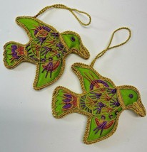 Lot of two Embellished Felt Turtle Dove Christmas Ornaments - £15.56 GBP