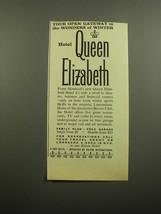 1960 Hotel Queen Elizabeth Ad - Your open gateway to the wonders of winter - $14.99