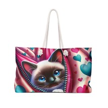 Weekender Bag, Cute Cat,Siamese Cat, Valentines Day, Large Weekender Bag - £39.08 GBP