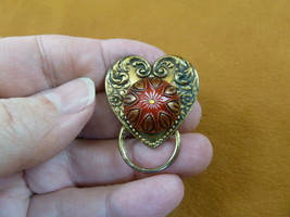(E-335) Red Czech floral heart Eyeglass pin pendant badge holder loop glasses - £12.69 GBP