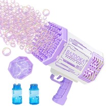 Bubble Machine Gun, Purple Bubble Gun With Lights/Bubble Solution, 69 Holes Bubb - £52.74 GBP