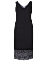 Ladies EX M*S BLACK Cool Comfort V-Neck Lace Tulle Hem Bodycon Dress siz... - £20.39 GBP