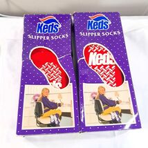 Vintage New Keds Slipper Socks set 2 pairs girls one size red gripper ki... - $9.00