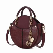 Nobella Croco Cross-Body Bag with Removable Shoulder Strap - Wine - £45.56 GBP