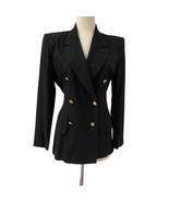 Lois Snyder Dani Max Double Breasted Blazer Gold Chain 6 Black Vintage 8... - £11.76 GBP