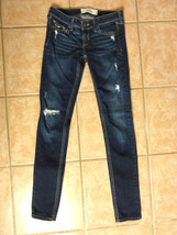 Hollister Blue Jeans Size 1 R Distressed W25x 31L (Actual W 26x29 L) Low Rise - £10.12 GBP