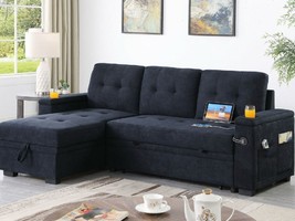 Bacup Dark Gray Reversible Sleeper Sectional Sofa with Storage Chaise - $1,088.00