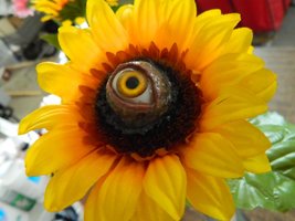 HALLOWEEN PROP Freaky Flowers - Creepy Silk Sunflower with Realistic eye... - $17.99