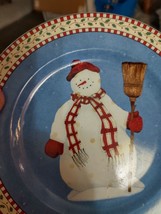Debbie Mumm Snowman 8&quot; Ceramic Plate Sakura Stoneware by Oneida Cottagecore - £5.41 GBP