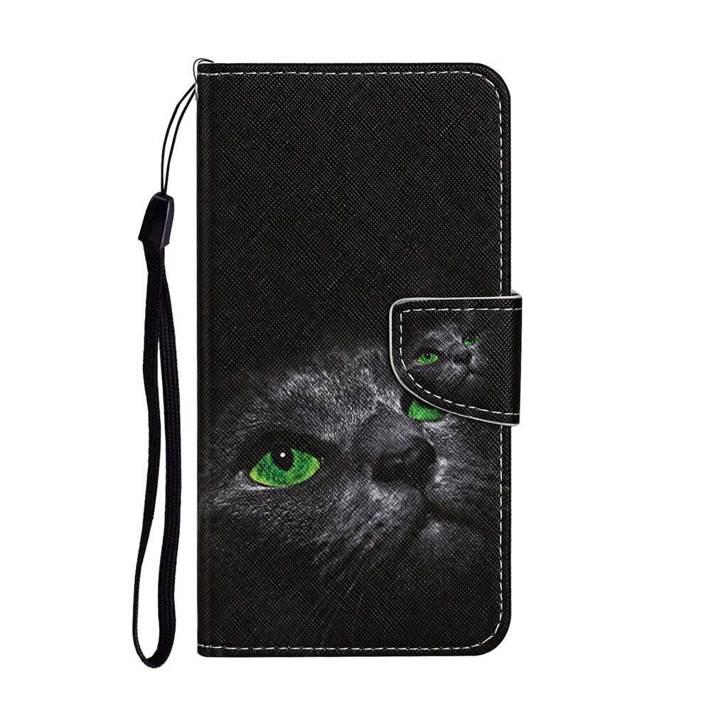 Anymob Samsung Black Cat With Green Eye Phone Cases Leather Flip Stand Cover - £23.10 GBP