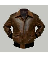 Men's Cowhide Leather A2 Bomber Jacket: Vintage Aviator Style - $176.70