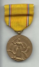 Vintage AMERICAN DEFENSE full size Medal &amp; ribbon 1941 with slotted broo... - $53.64
