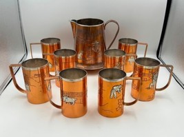 Cony Victoria Taxco Mexico Copper &amp; Silver Mugs with Pitcher 9 Pcs Arts &amp; Crafts - £799.34 GBP
