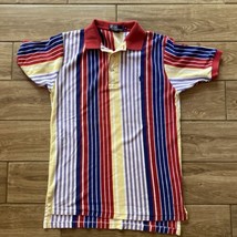 Vintage Polo Ralph Lauren Polo Shirt Multi-color Striped Rainbow Colorfu... - $49.99