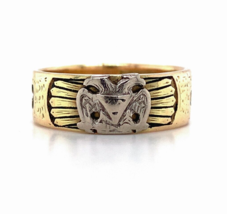 Authenticity Guarantee 
14k Yellow and White Gold Masonic Ring with Motto and... - £540.40 GBP