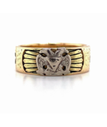 Authenticity Guarantee 
14k Yellow and White Gold Masonic Ring with Mott... - $927.51 CAD