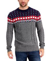 Club Room Men&#39;s Fair Isle Sweater in Navy Blue Combo-Small - £17.28 GBP