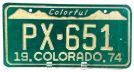Colorado 1974 License Plate- PX-651 -Green White-Expired - $9.38