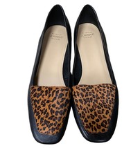 CIRCA Joan&amp;David Luxe CJLUCIA Black Tan Cheetah Leather Flats Excellent Sz 9.5 M - £43.61 GBP