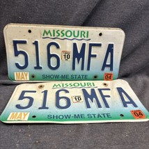 Vintage Missouri Green River License Plate 516 MFA  MO Show Me State 2004 - £13.20 GBP
