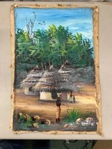 Vintage 1978 African Village Original Oil Painting Kenya Uganda Signed Adonis - £298.99 GBP