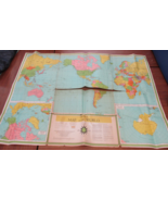 1958 Universal Map of the World Imperfect Color Book Enterprises Large - £14.34 GBP