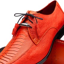 Andretti Genuine Ostrich Leg Dress Derby's Tasseled laces Shoes Orange image 4